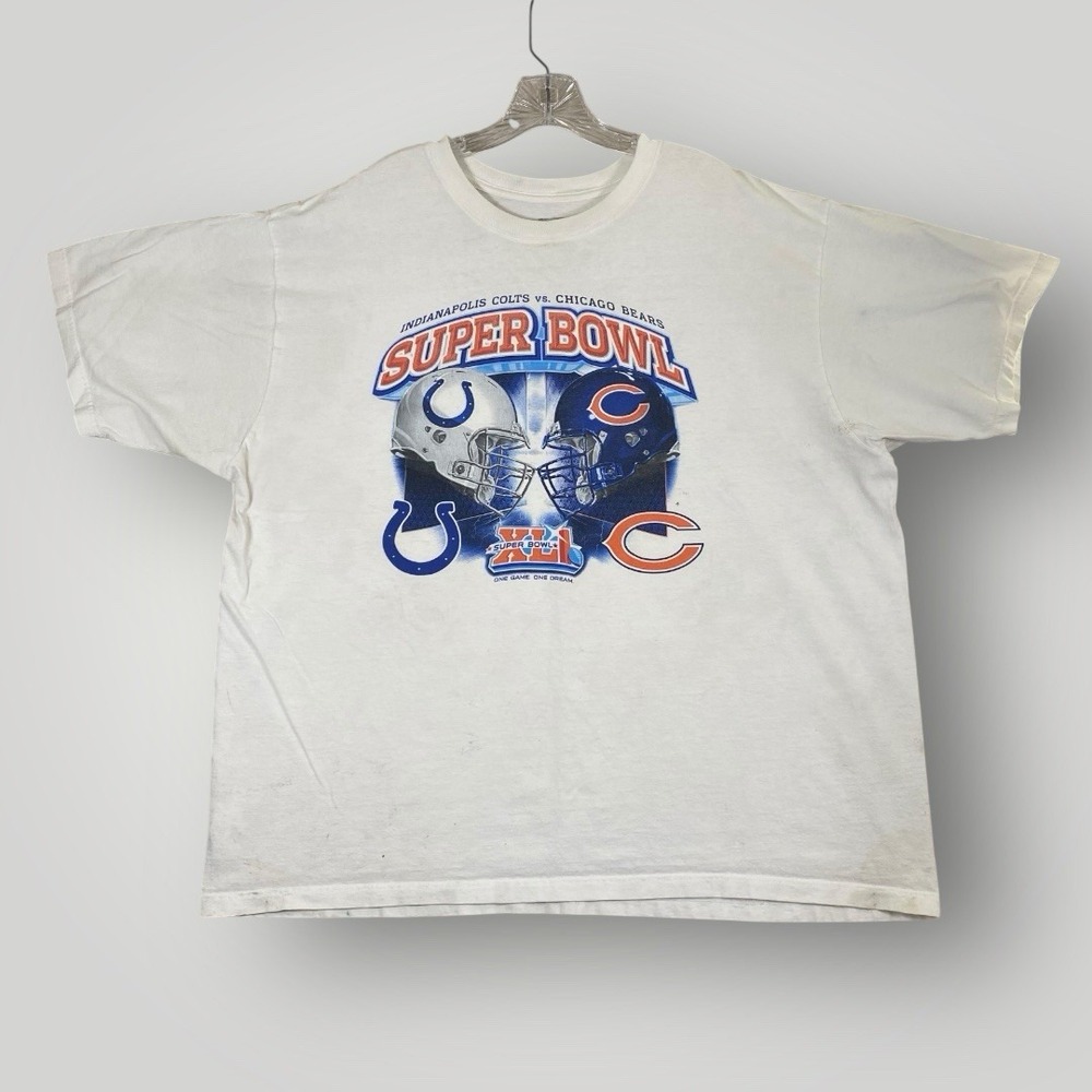 Vintage Reebok Super Bowl XLI Indianapolis Vs Chicago Bears White *flaws* *Pix*